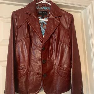 Bernardo Burgundy Leather Blazer Petite